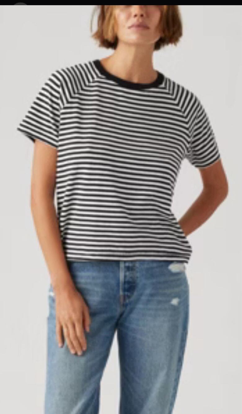 Levi's Women's Short Sleeve Game Day T-shirt - Black/white Small New